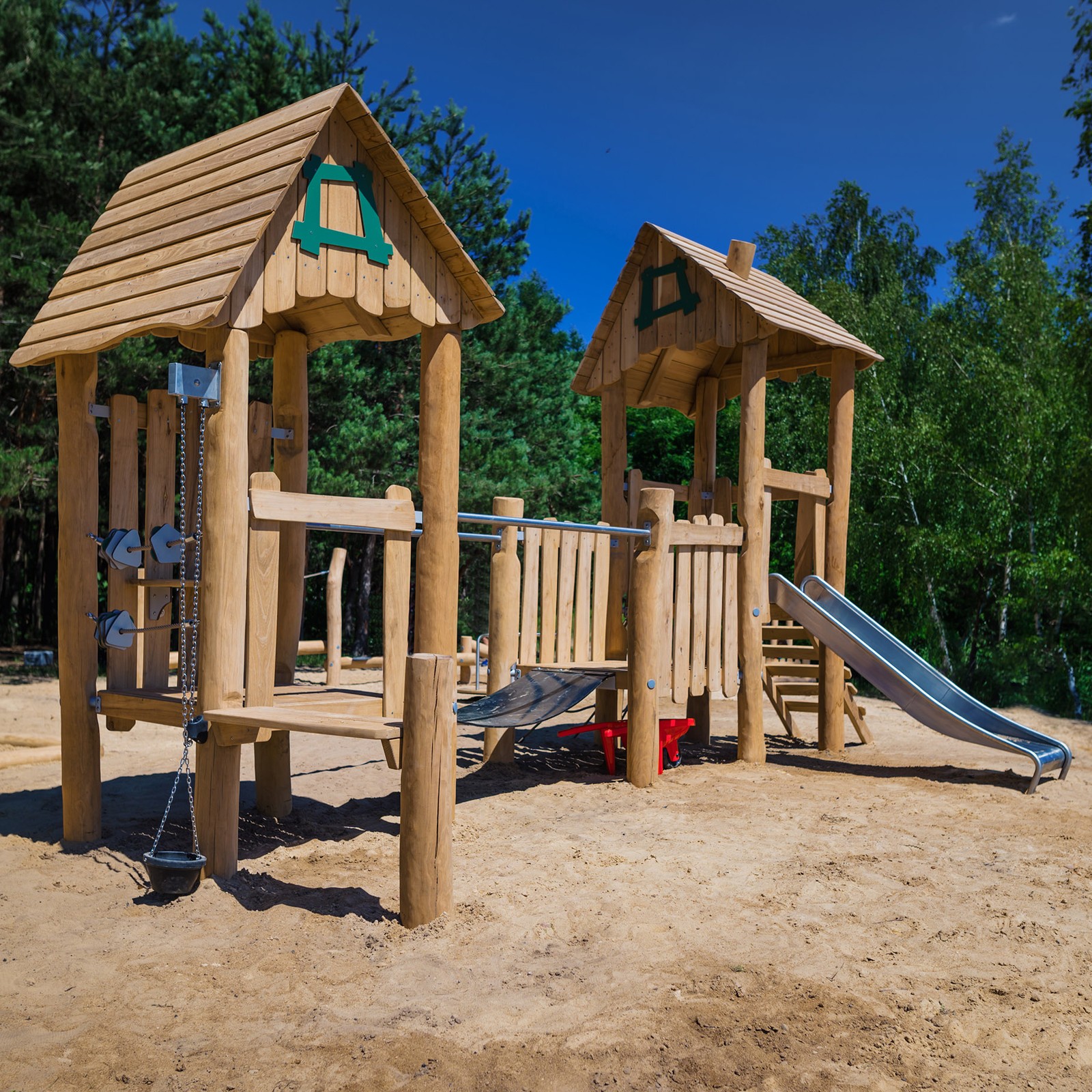 Durable wooden playground structures
